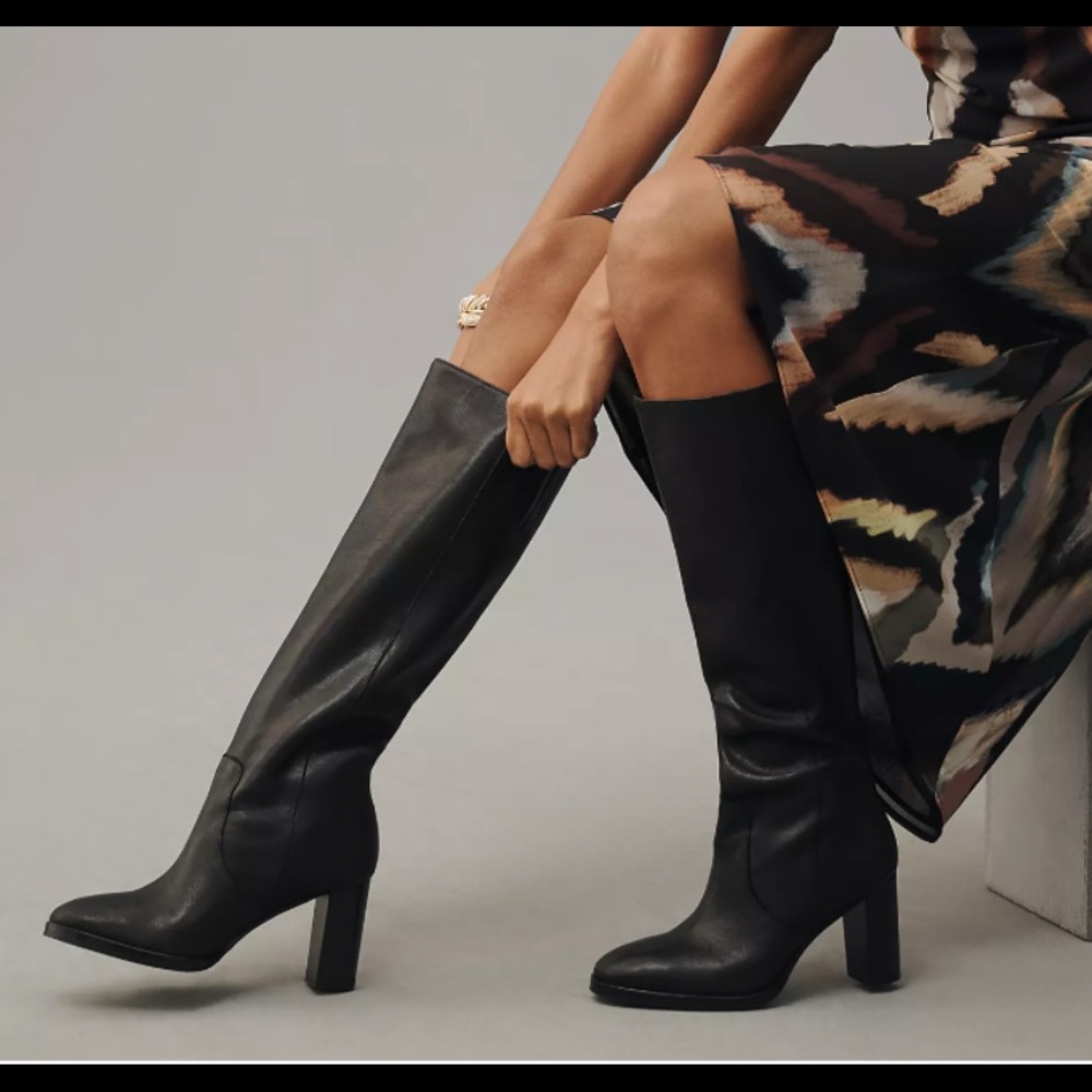 Anthropologie Black Heeled Boots